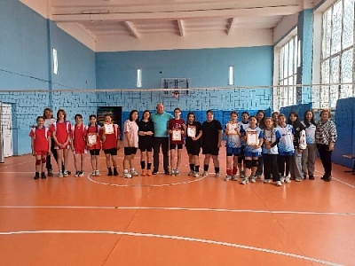 Соревнуются девчонки-волейболистки