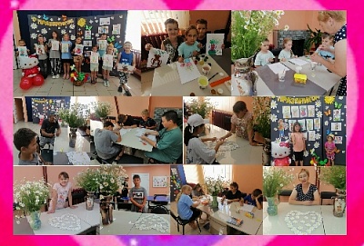 Девчонки и мальчишки сделали ромашки