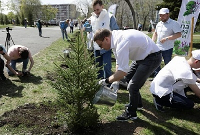 Алексей Текслер посадил дерево в честь фронтовика 